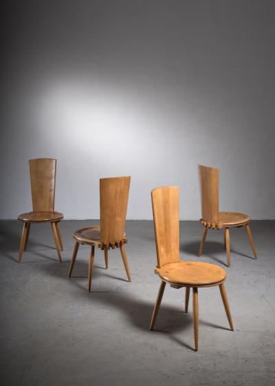 Set of four wooden side or dining chairs Germany
