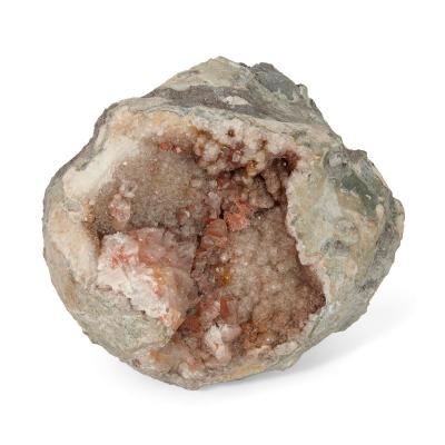 Set of pink amethyst agate fossilised ammonite and coral fossil