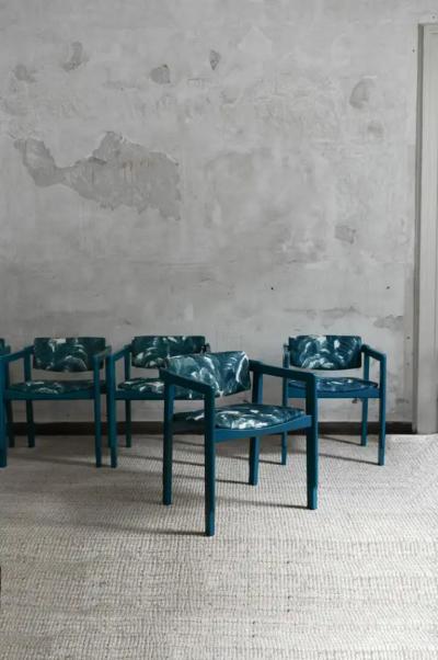 Set of six 1960s lacquered wood chairs