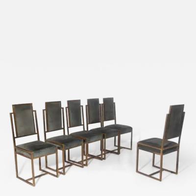 Set of six Italian Art Deco style chairs made of brass