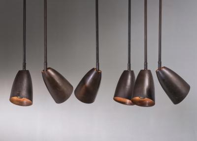 Set of six adjustable brass spots