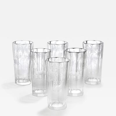 Set of six antique Bohemian glasses
