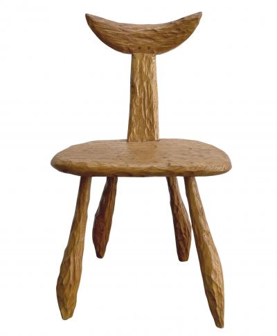 Set of six brutalist chairs in oak France