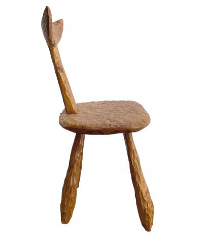 Set of six brutalist chairs in oak France