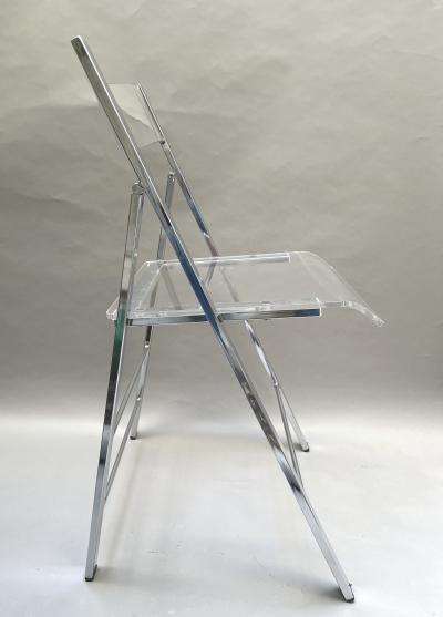 Set of six folding chairs in plexiglass and chrome Italy circa 1970