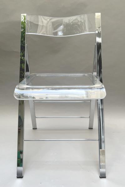 Set of six folding chairs in plexiglass and chrome Italy circa 1970