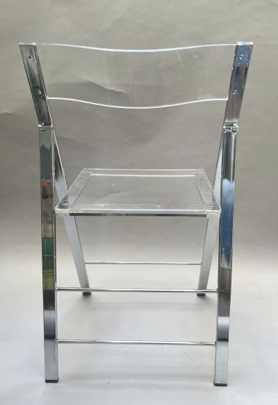 Set of six folding chairs in plexiglass and chrome Italy circa 1970