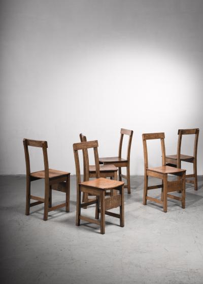 Set of six oak Arts Crafts dining chairs