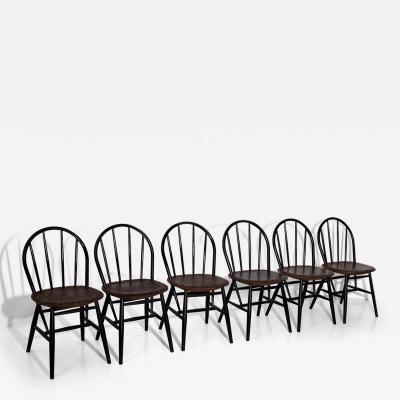 Set of six wood and cork chairs