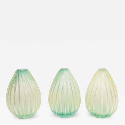 Set of three Ribboned blown glass vases