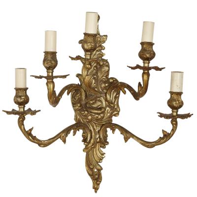 Set of three gilt bronze sconces in the Baroque style