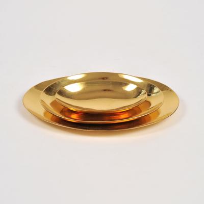 Set of three handmade cast brass trays