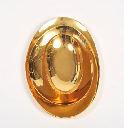 Set of three handmade cast brass trays