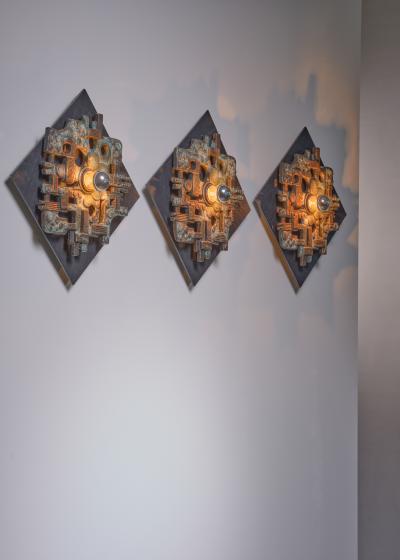 Set of three metal wall appliques