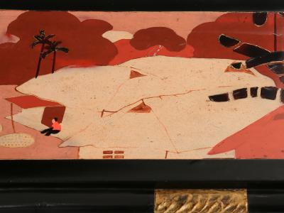 Set of three nesting tables asian decor ebonized and gilt wood 1920s