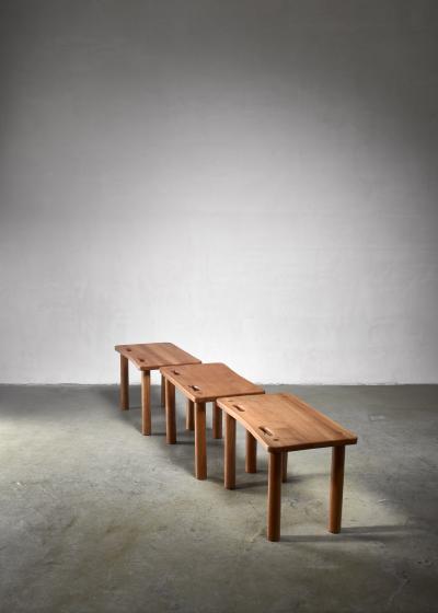 Set of three pine benches or side tables