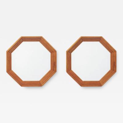 Set of two 20th century Italian geometric wooden mirrors