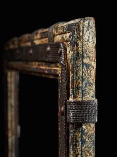 Set of two decorative wooden frames and an old mirror 