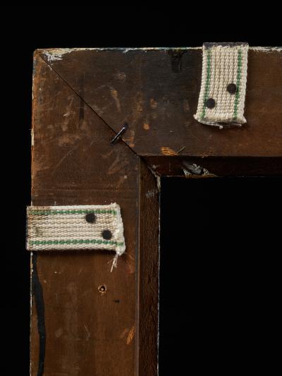 Set of two decorative wooden frames and an old mirror 