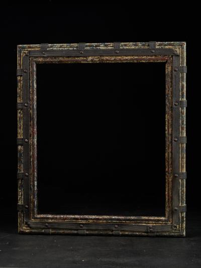 Set of two decorative wooden frames and an old mirror 