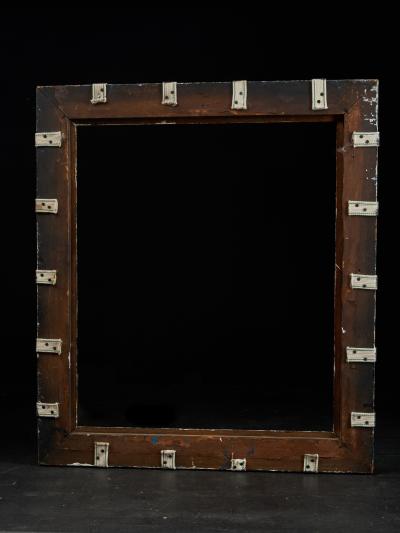 Set of two decorative wooden frames and an old mirror 