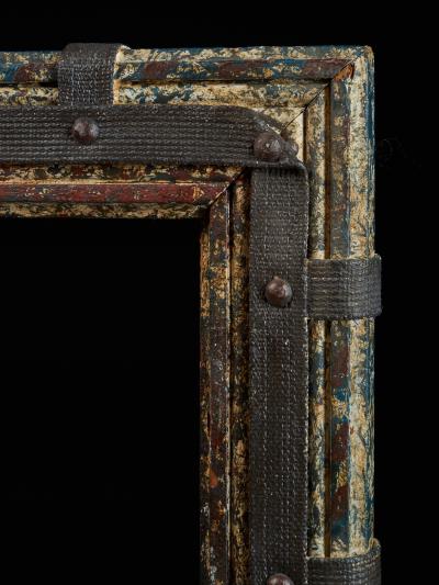 Set of two decorative wooden frames and an old mirror 