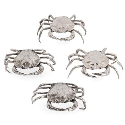 Set of unusual Spanish crab boxes in solid silver