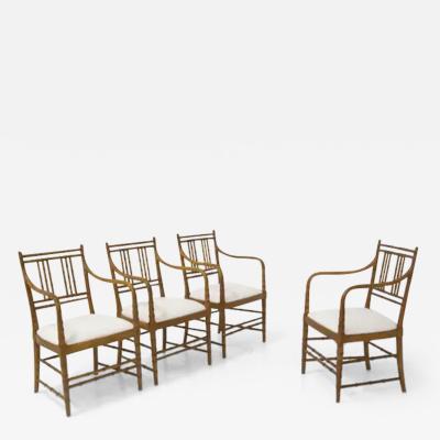 Set of vintage French chairs in wood and boucl 
