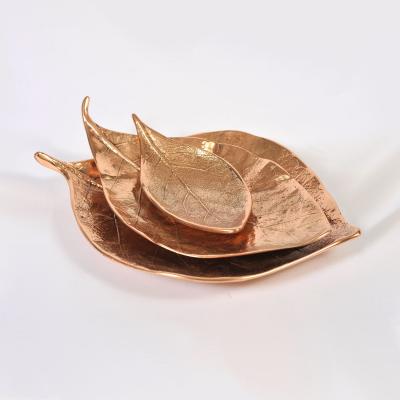 Set ot three bronze leaf bowls