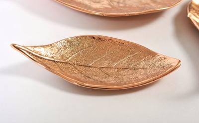 Set ot three bronze leaf bowls