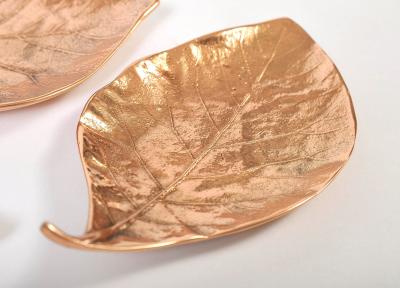 Set ot three bronze leaf bowls