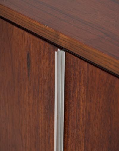 Seven Foot Narrow Rosewood and Aluminum Cabinet 1970s France
