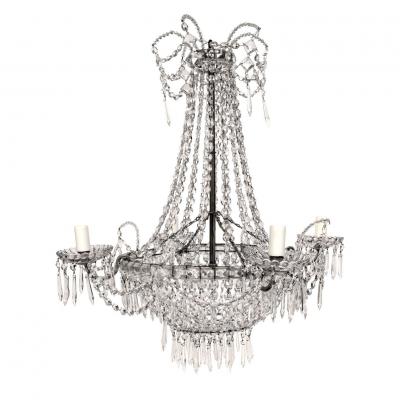 Seven Light Neoclassical Crystal Chandelier