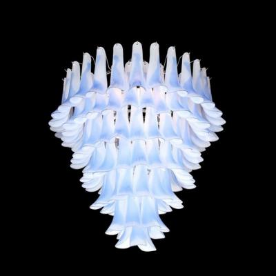 Seven Tier Blue Feather Hand Blown Murano Glass Chandelier