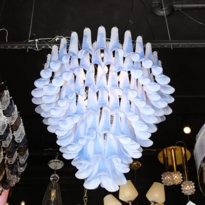 Seven Tier Blue Feather Hand Blown Murano Glass Chandelier