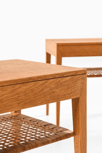 Severin Hansen Set of 2 Bedside Tables in Cane and Oak by Severin Hansen 1950s