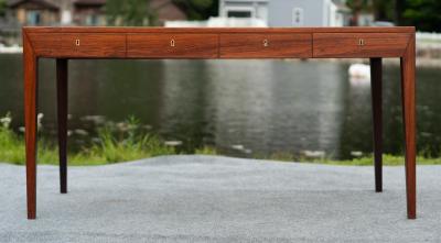 Severin Hansen Severin Hansen for Haslevs M belfabrik Rosewood 4 Drawer Scandinavian Desk 1960s
