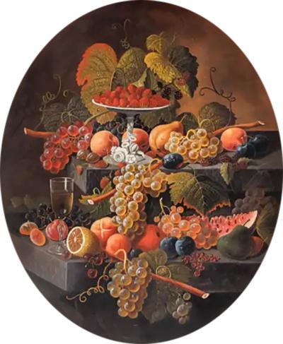 Severin Roesen Severin Roesen German American 1815 1882 Fruit Still Life with Wine Glass