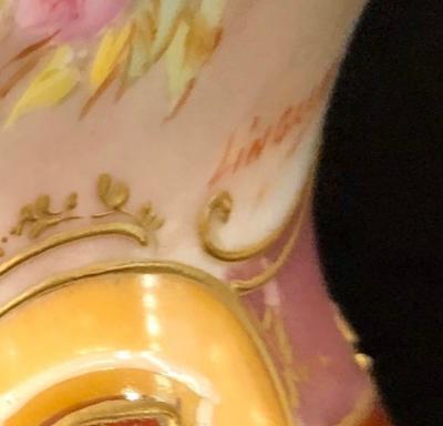 Sevres Spinning Urn Vase Having a Maiden Cherub Painting Signed Lingaand