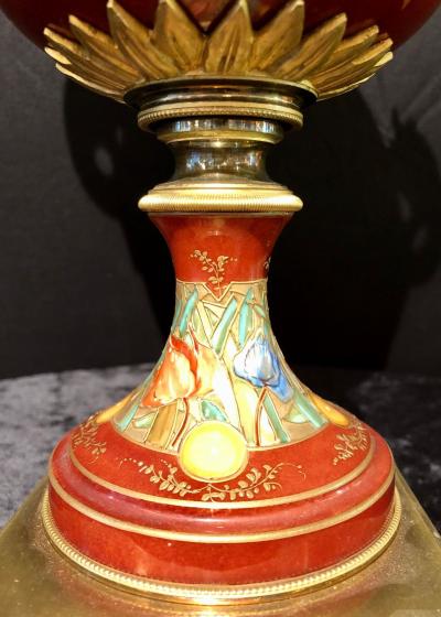 Sevres Spinning Urn Vase Having a Maiden Cherub Painting Signed Lingaand