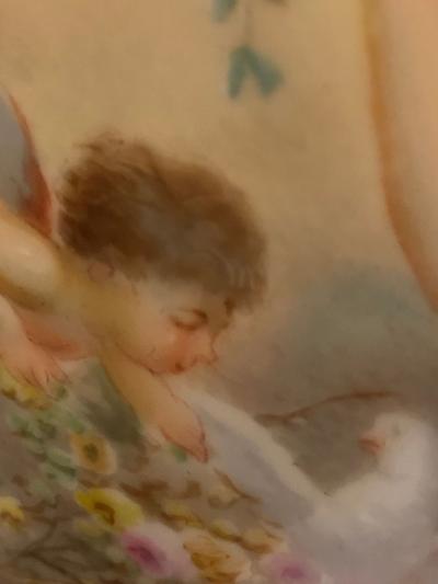 Sevres Spinning Urn Vase Having a Maiden Cherub Painting Signed Lingaand