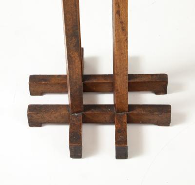 Sextogonal Oak Table four supports forming a grid Base France c 1930