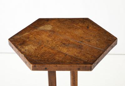 Sextogonal Oak Table four supports forming a grid Base France c 1930