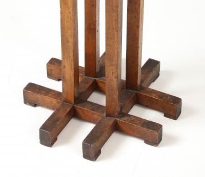 Sextogonal Oak Table four supports forming a grid Base France c 1930