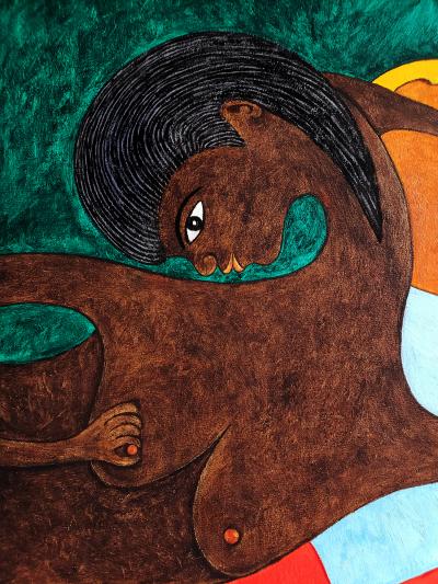 Seymour Etienne Bottex Sensuous Reclining Nude with Interested Cat