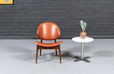 Seymour J Wiener Mid Century Clam Shell Leather Chairs by Seymour J Wiener for Kodawood