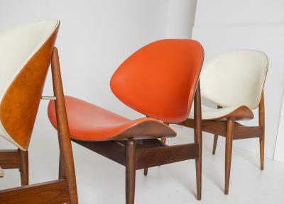 Seymour James Weiner Seymour James Weiner for Kodawood Clam Shell Set of Four Dining Chairs