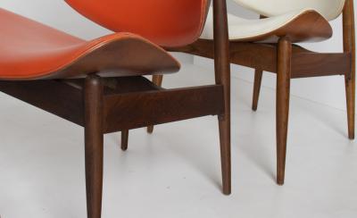 Seymour James Weiner Seymour James Weiner for Kodawood Clam Shell Set of Four Dining Chairs