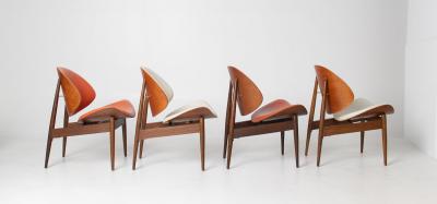 Seymour James Weiner Seymour James Weiner for Kodawood Clam Shell Set of Four Dining Chairs