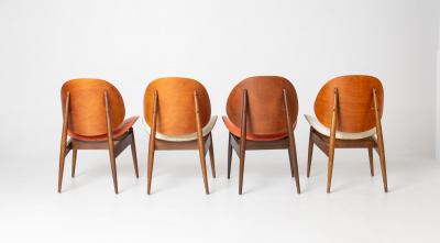 Seymour James Weiner Seymour James Weiner for Kodawood Clam Shell Set of Four Dining Chairs